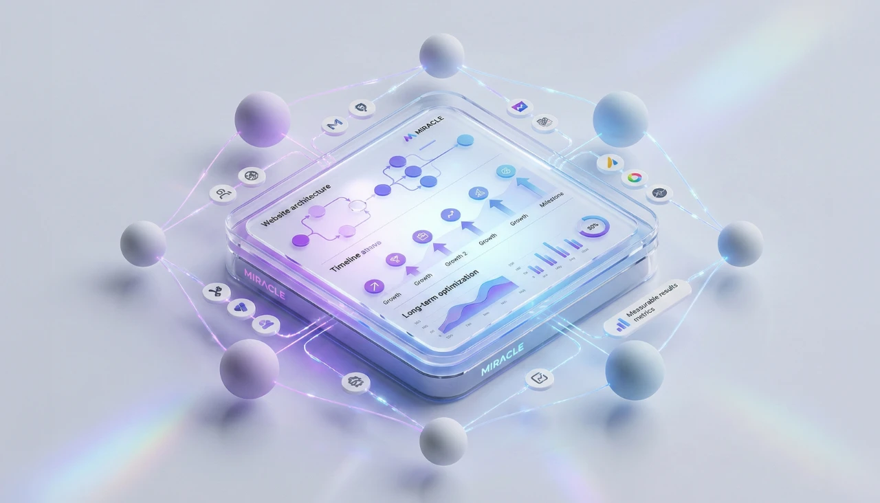 一個多元化的專業團隊正在進行網站設計與內容排版的合作